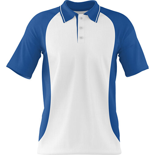 Poloshirt Individuell Gestaltbar , weiß / dunkelblau, 200gsm Poly/Cotton Pique, S, 65,00cm x 45,00cm (Höhe x Breite), Bild 1