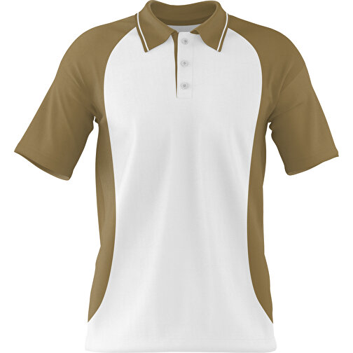 Poloshirt Individuell Gestaltbar , weiß / gold, 200gsm Poly/Cotton Pique, M, 70,00cm x 49,00cm (Höhe x Breite), Bild 1