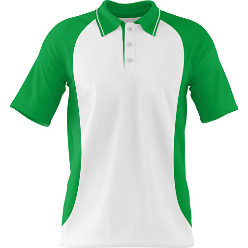 Poloshirt Individuell Gestaltbar , weiss / grün, 200gsm Poly/Cotton Pique, M, 70,00cm x 49,00cm (Höhe x Breite), Bild 1