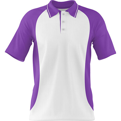 Poloshirt Individuell Gestaltbar , weiß / lavendellila, 200gsm Poly/Cotton Pique, M, 70,00cm x 49,00cm (Höhe x Breite), Bild 1