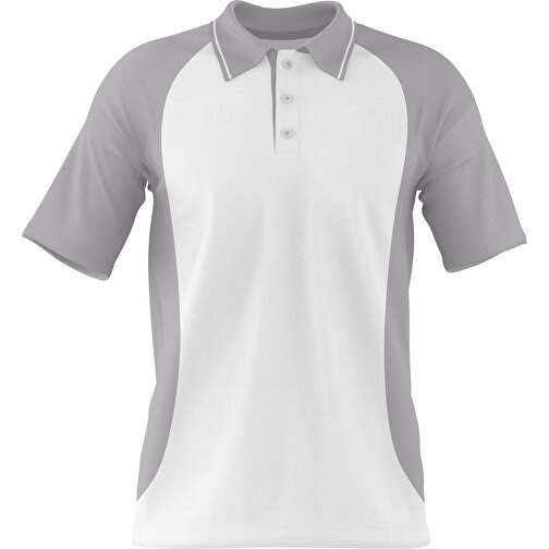 Poloshirt Individuell Gestaltbar , weiß / hellgrau, 200gsm Poly/Cotton Pique, L, 73,50cm x 54,00cm (Höhe x Breite), Bild 1