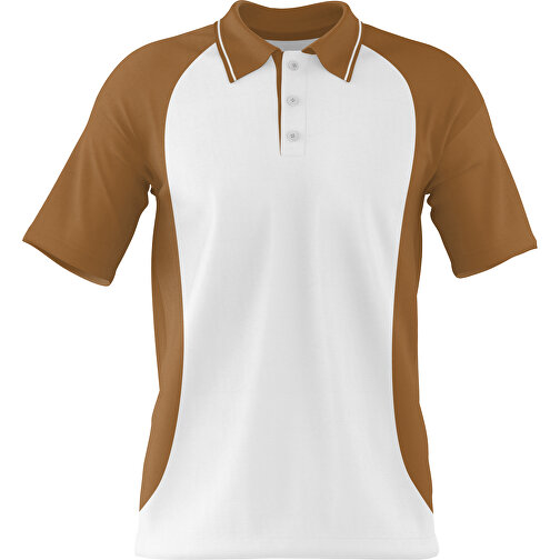 Poloshirt Individuell Gestaltbar , weiss / erdbraun, 200gsm Poly/Cotton Pique, L, 73,50cm x 54,00cm (Höhe x Breite), Bild 1