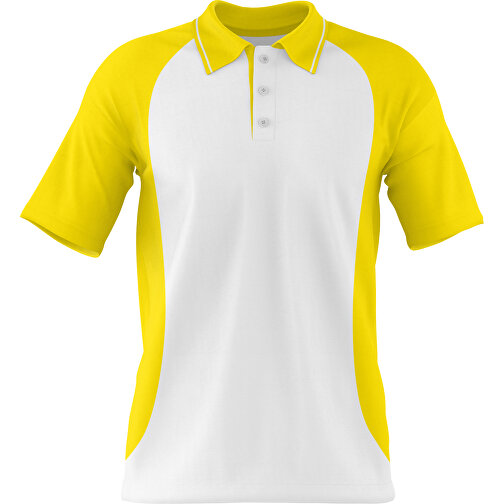 Poloshirt Individuell Gestaltbar , weiß / gelb, 200gsm Poly/Cotton Pique, L, 73,50cm x 54,00cm (Höhe x Breite), Bild 1