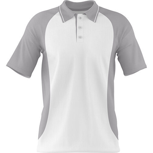 Poloshirt Individuell Gestaltbar , weiss / hellgrau, 200gsm Poly/Cotton Pique, 3XL, 81,00cm x 66,00cm (Höhe x Breite), Bild 1