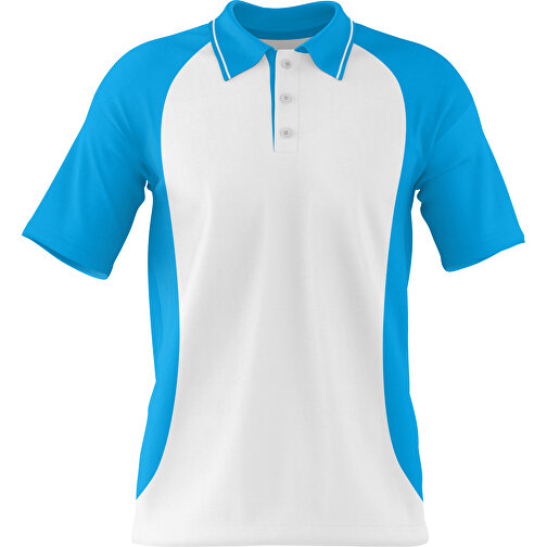 Poloshirt Individuell Gestaltbar , weiss / himmelblau, 200gsm Poly/Cotton Pique, 3XL, 81,00cm x 66,00cm (Höhe x Breite), Bild 1