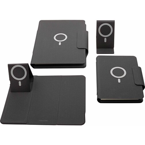 Artic Magnetisches 10W Wireless Charging A4 Portfolio, Schwarz , schwarz, PU, 31,50cm x 3,00cm (Länge x Höhe), Bild 12