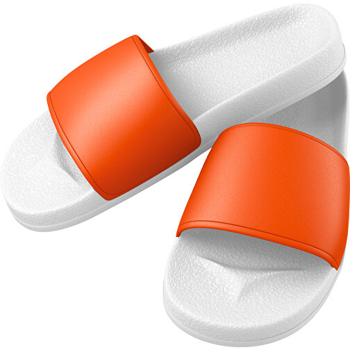 Badelatschen Unisex Individuell Gestaltbar , weiß / orange, PVC, , Bild 1
