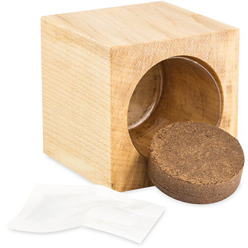 Pot cube boisde bureau en boite star-box avec graines - Myosotis, 2 sites gravés au laser, Image 4
