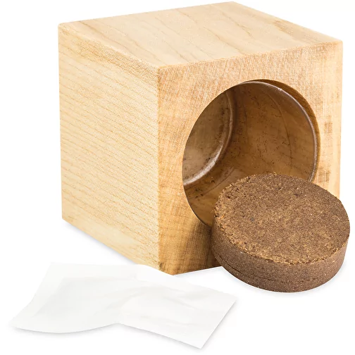 Pot cube boisde bureau en boite star-box avec graines - Mélange d herbes aromatiques, 1 sites grav, Image 4