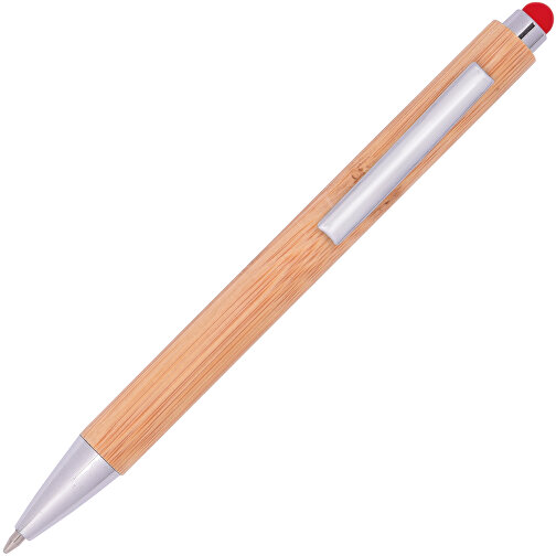 Kugelschreiber TOUCHY , rot, Bambus / Metall, 14,00cm (Länge), Bild 2