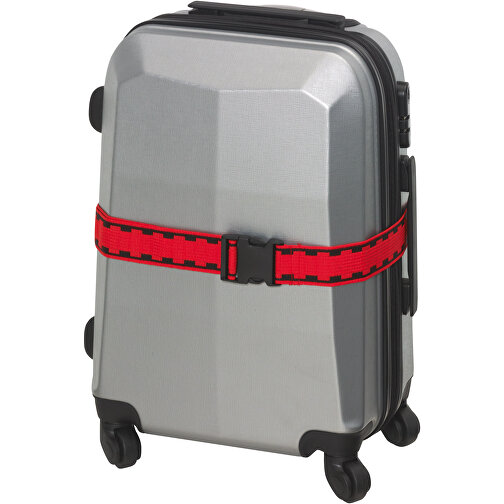 Cinghia per bagagli FIX (nero, rosso, verde, polipropilene / ABS, 152g)  come giveaways su