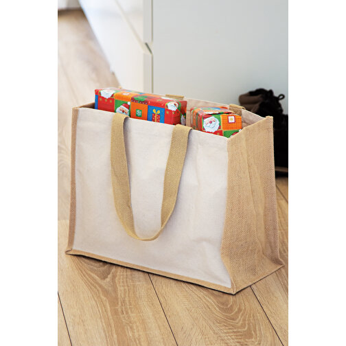 Shopper FUTURE , beige, Baumwolle / laminierte Jute, 42,00cm x 33,00cm x 16,00cm (Länge x Höhe x Breite), Bild 5