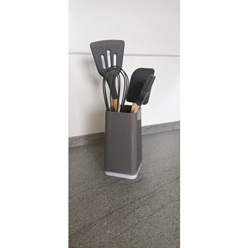 5-teiliges Küchenset COOKING TOOLS , grau, Kunststoff / Holz / Silikon, 8,00cm x 32,00cm x 8,00cm (Länge x Höhe x Breite), Bild 2