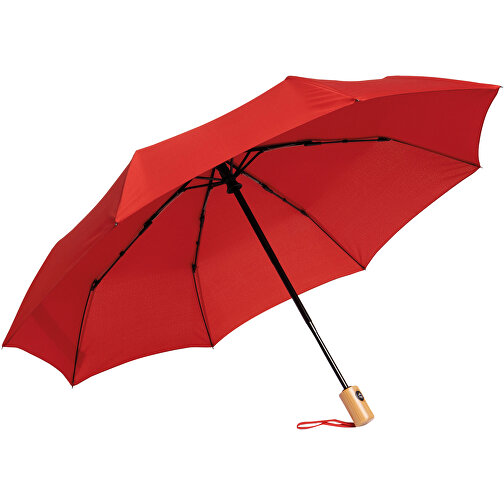 Vollautomatischer Windproof-Taschenschirm CALYPSO , rot, Holz / Metall / Polyester, , Bild 1