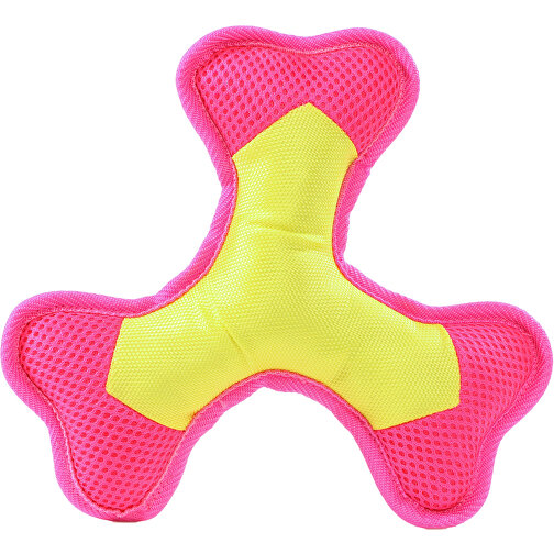 Hundespielzeug Flying Triple , gelb/pink, Polyester, Polyesterfasern, Polyesterfilz, 2,50cm x 20,00cm x 23,00cm (Länge x Höhe x Breite), Bild 1