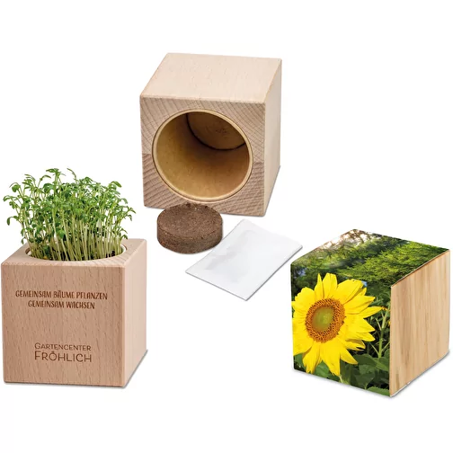 Plante-bois Grande avec graines - Tournesol, 2 sites gravés au laser, Image 1