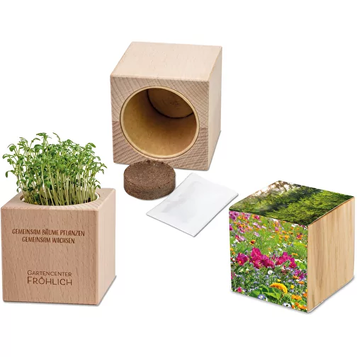 Plante-bois Grande avec graines - Mélange de fleurs d été, 1 sites gravés au laser, Image 1