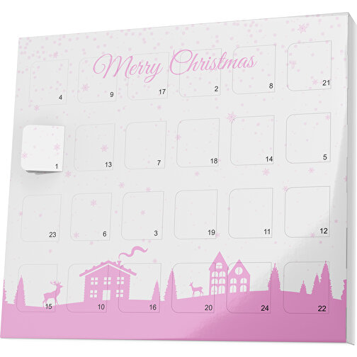 XS Adventskalender Weihnachtsdorf , M&M\'s, weiß / rosa, Vollkartonhülle, weiß, 1,60cm x 12,00cm x 14,00cm (Länge x Höhe x Breite), Bild 1