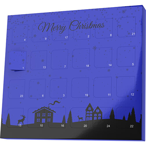XS Adventskalender Weihnachtsdorf , Brandt, blau / schwarz, Vollkartonhülle, weiß, 1,60cm x 12,00cm x 14,00cm (Länge x Höhe x Breite), Bild 1