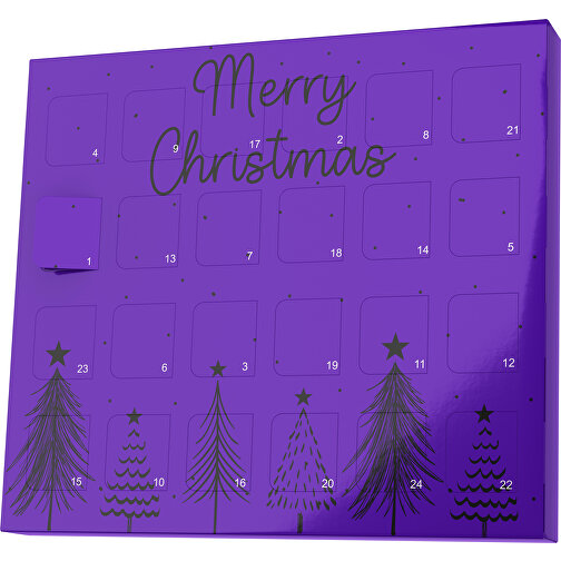 XS Adventskalender Merry Christmas Tanne , M&M\'s, violet / schwarz, Vollkartonhülle, weiß, 1,60cm x 12,00cm x 14,00cm (Länge x Höhe x Breite), Bild 1