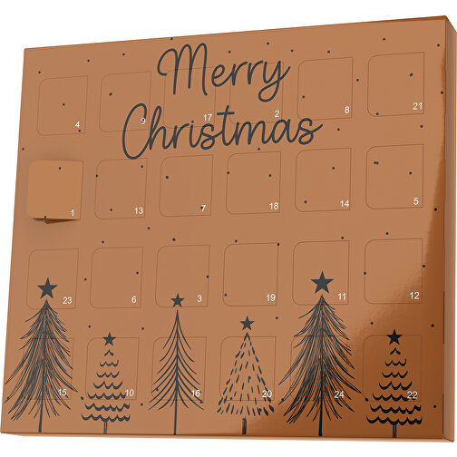 XS Adventskalender Merry Christmas Tanne , M&M\'s, braun / schwarz, Vollkartonhülle, weiß, 1,60cm x 12,00cm x 14,00cm (Länge x Höhe x Breite), Bild 1