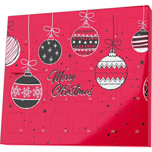 XS Adventskalender Weihnachtskugeln , M&M\'s, ampelrot / schwarz, Vollkartonhülle, weiß, 1,60cm x 12,00cm x 14,00cm (Länge x Höhe x Breite), Bild 1