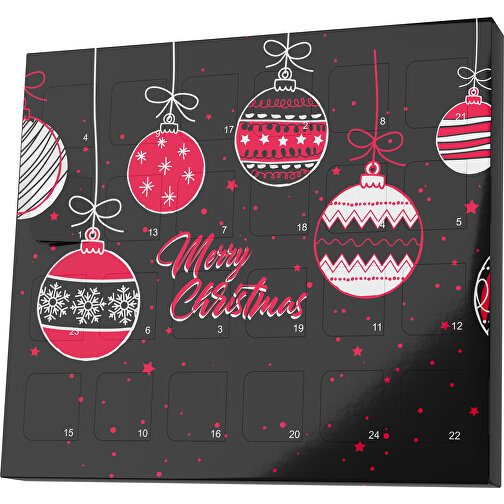 XS Adventskalender Weihnachtskugeln , M&M\'s, schwarz / ampelrot, Vollkartonhülle, weiß, 1,60cm x 12,00cm x 14,00cm (Länge x Höhe x Breite), Bild 1