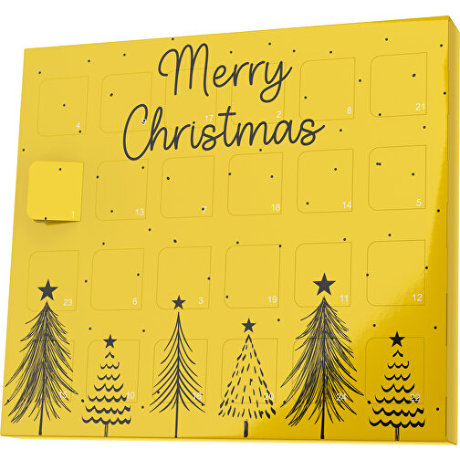 XS Adventskalender Merry Christmas Tanne , M&M\'s, sonnengelb / schwarz, Vollkartonhülle, weiß, 1,60cm x 12,00cm x 14,00cm (Länge x Höhe x Breite), Bild 1