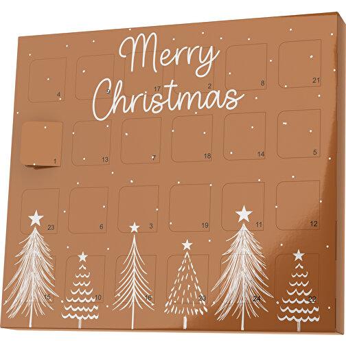 XS Adventskalender Merry Christmas Tanne , M&M\'s, braun / weiß, Vollkartonhülle, weiß, 1,60cm x 12,00cm x 14,00cm (Länge x Höhe x Breite), Bild 1