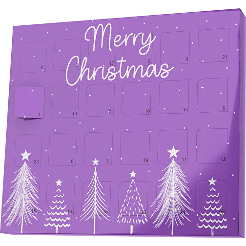 XS Adventskalender Merry Christmas Tanne , M&M\'s, lavendellila / weiss, Vollkartonhülle, weiss, 1,60cm x 12,00cm x 14,00cm (Länge x Höhe x Breite), Bild 1