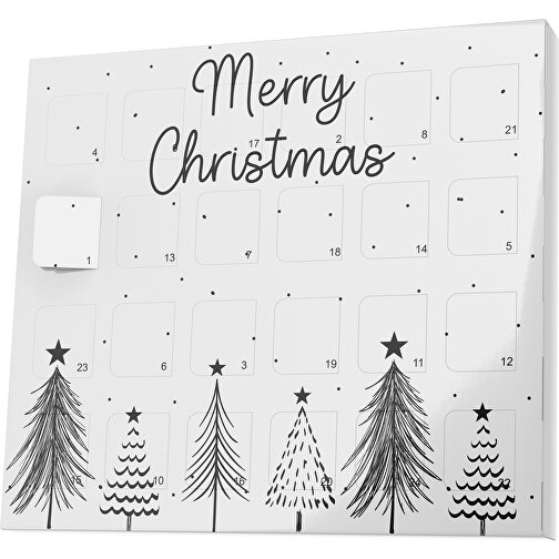 XS Adventskalender Merry Christmas Tanne , M&M\'s, weiß / schwarz, Vollkartonhülle, weiß, 1,60cm x 12,00cm x 14,00cm (Länge x Höhe x Breite), Bild 1