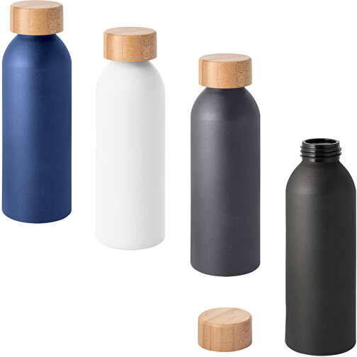 QUETA. Aluminiumflasche Mit Bambusdeckel 550 Ml , dunkelblau, Aluminium. Bambus, 1,00cm (Höhe), Bild 3
