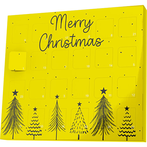 XS Adventskalender Merry Christmas Tanne , Brandt, gelb / schwarz, Vollkartonhülle, weiß, 1,60cm x 12,00cm x 14,00cm (Länge x Höhe x Breite), Bild 1