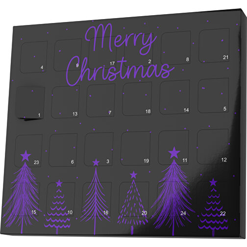 XS Adventskalender Merry Christmas Tanne , Brandt, schwarz / violet, Vollkartonhülle, weiß, 1,60cm x 12,00cm x 14,00cm (Länge x Höhe x Breite), Bild 1
