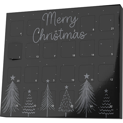 XS Adventskalender Merry Christmas Tanne , Brandt, schwarz / dunkelgrau, Vollkartonhülle, weiß, 1,60cm x 12,00cm x 14,00cm (Länge x Höhe x Breite), Bild 1