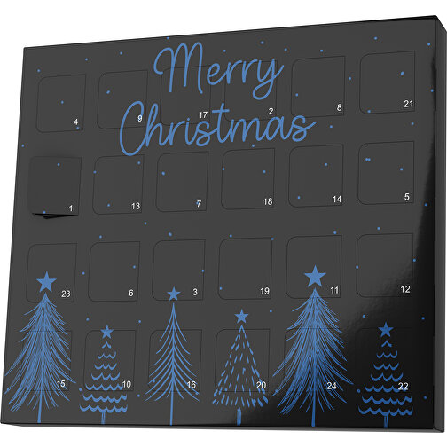 XS Adventskalender Merry Christmas Tanne , Brandt, schwarz / dunkelblau, Vollkartonhülle, weiß, 1,60cm x 12,00cm x 14,00cm (Länge x Höhe x Breite), Bild 1