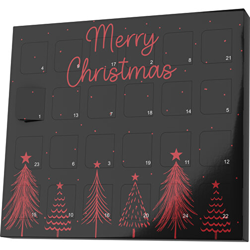 XS Adventskalender Merry Christmas Tanne , Brandt, schwarz / weinrot, Vollkartonhülle, weiß, 1,60cm x 12,00cm x 14,00cm (Länge x Höhe x Breite), Bild 1