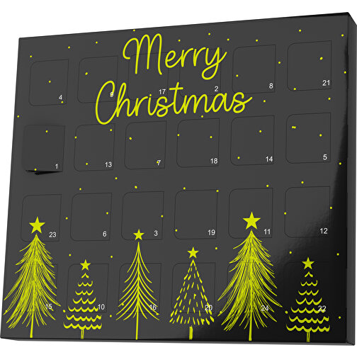 XS Adventskalender Merry Christmas Tanne , Brandt, schwarz / hellgrün, Vollkartonhülle, weiß, 1,60cm x 12,00cm x 14,00cm (Länge x Höhe x Breite), Bild 1