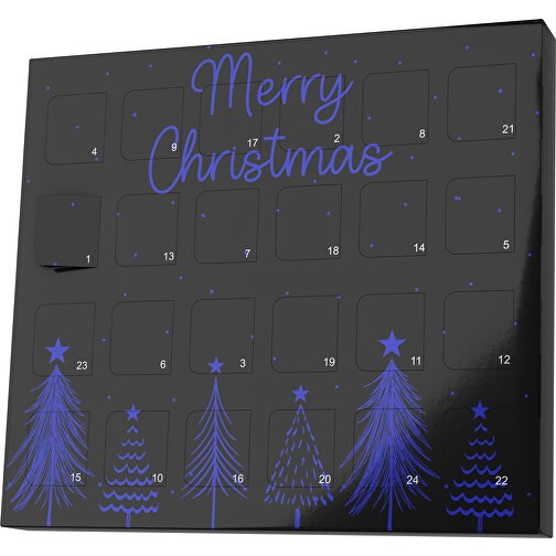 XS Adventskalender Merry Christmas Tanne , Brandt, schwarz / blau, Vollkartonhülle, weiß, 1,60cm x 12,00cm x 14,00cm (Länge x Höhe x Breite), Bild 1