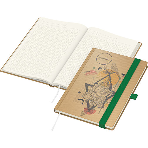 Notesbog Match-Book Cream Beseller Natura brun A4, grøn, Billede 1