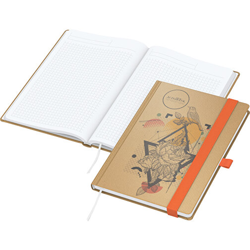 Notizbuch Match-Book White Bestseller A5 Natura Braun-individuell, Orange , braun, orange, 21,00cm x 14,80cm (Länge x Breite), Bild 1