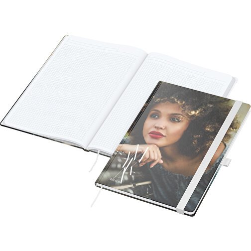 Notizbuch Match-Book White Bestseller A4 Cover-Star Gloss-individuell, Weiß , weiß, 29,70cm x 21,00cm (Länge x Breite), Bild 1
