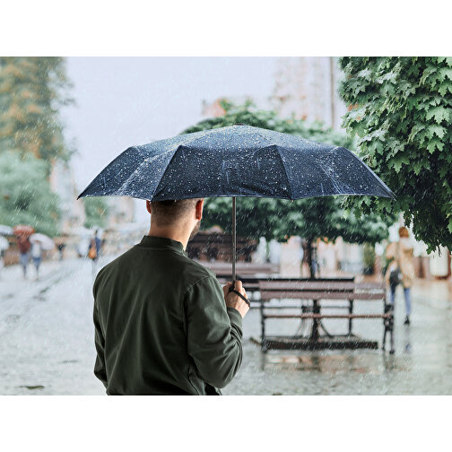 CIMONE. Faltbarer Regenschirm Aus RPET Mit PP-Griff , schwarz, rPET. 190T pongee. PP, 1,00cm (Höhe), Bild 6