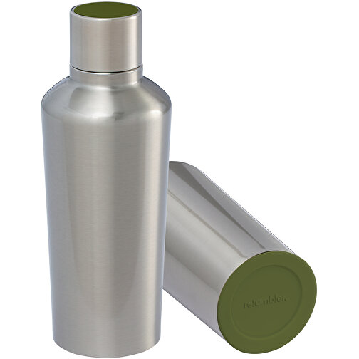 Thermotrinkflasche RETUMBLER-myDRINQEO 500 , Retumbler, silber / olivgrün, Edelstahl, Kunststoff, Silikon, 8,40cm x 22,25cm x 8,40cm (Länge x Höhe x Breite), Bild 1
