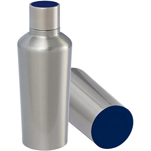 Thermotrinkflasche RETUMBLER-myDRINQEO 500 , Retumbler, silber / dunkelblau, Edelstahl, Kunststoff, Silikon, 8,40cm x 22,25cm x 8,40cm (Länge x Höhe x Breite), Bild 1