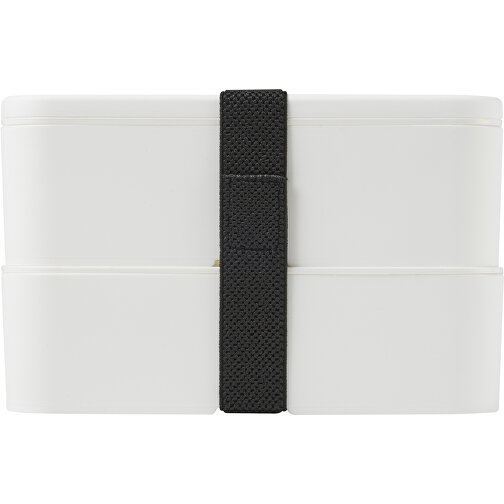 MIYO Doppel-Lunchbox , weiß / weiß / schwarz, PP Kunststoff, 18,00cm x 11,30cm x 11,00cm (Länge x Höhe x Breite), Bild 4