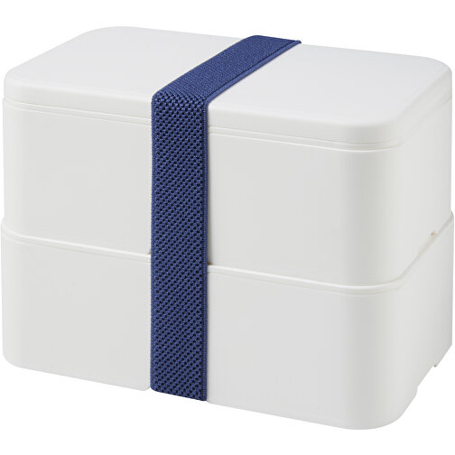 MIYO Doppel-Lunchbox , weiß / weiß / blau, PP Kunststoff, 18,00cm x 11,30cm x 11,00cm (Länge x Höhe x Breite), Bild 1