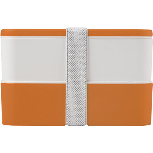 MIYO Doppel-Lunchbox , orange / weiss / weiss, PP Kunststoff, 18,00cm x 11,30cm x 11,00cm (Länge x Höhe x Breite), Bild 3