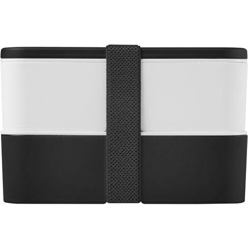 MIYO Doppel-Lunchbox , schwarz / weiss / schwarz, PP Kunststoff, 18,00cm x 11,30cm x 11,00cm (Länge x Höhe x Breite), Bild 3