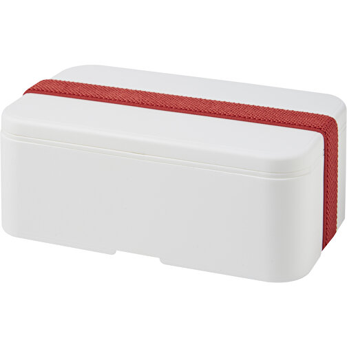 MIYO Lunchbox , weiß / rot, PP Kunststoff, 18,00cm x 6,00cm x 11,00cm (Länge x Höhe x Breite), Bild 1